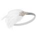 Sweetv 1920s Flapper Headband | Great Gatsby Feather Headpiece - Roaring 20s Vintage Hair Accessory in White - Buy Online on GoSupps.com