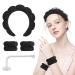 Hope&Luck Sponge 4Pcs Spa Headband for Women  Headband and Wristband Set for Washing Face  Terry Cloth Spa Headband Black Sponge Spa Headband Bubble headband