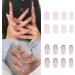 French White Tip Almond False Nails - 24pcs Elegant Press On Nails with Glue for Women and Girls - Buy Online on GoSupps.com