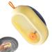 Soap Dispensing Palm Brush - Automatic Kitchen Scrub Brush - Two Brush Heads Easy Grip Non-Stick Oil Dish Soap Scrubber for Pots Pans Gyouza Yellow