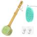 Back Scrubber for Shower with 2 in 1 Bath and Shampoo Brush  Bath Brush Dual-Sided Long Handle Back Scrubber Body Exfoliator for Wet or Dry Brushing (Green)