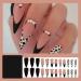 Justotry 24-Piece Cow Print Stiletto Press-On Nails | Black French Artificial Nails & Matte Almond Art | Trendy Fingernails for Women - Buy Online on GoSupps.com