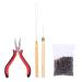 Dekaim hair extension Microring Extensions Real hair wig connector kit Zonge hook sliding needle with 500 pieces of microringen hair extension accessories (brown)