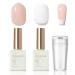 Gel Nail Polish Set French Manicure Kit with Nude & White Gel Nail Polish and Nail Stamp Pure White Nail Polish for French Tips Soak Off UV/LED Nail Polish for Nail Art DIY at Home
