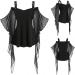 Women's Gothic Witch Halloween Cold Shoulder Blouse, Vintage Steampunk Renaissance Shirt - Black Large - Buy Online on GoSupps.com