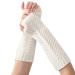 Autumn and winter men and women's fishbone-warm gloves made of knitted wool with half fingers fingerless sleeves paint clothing white unit size