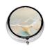 Beach Starfishround Pill Box 3 Compartment Round Pill Box Organizer * Portable Travel Pill Box for Traveling.