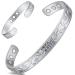 Cigmag 9X Lymphatic Drainage Copper Magnetic Bracelet for Women 99% Solid Pure Copper Ultra Strength Adjustable with Gift Box(Silver Flower Pattern) Flower Silver