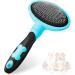 Pleasantsong Dog Brush Cat Brush Dog Brushes for Grooming Dog Cat Comb with Handle for Short/Long hair Pet Brush with Self Cleaning Button for Removing Undercoat Loose Fur & Dirt