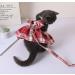 Oyccen Dog Grid Dress Harness & Leash Set - Stylish Bow Tie Princess Pet Clothes for Small Dogs & Cats - Red - Buy Online on GoSupps.com