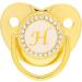 Golden 26 Letter Baby Pacifier with Clips | Curved Design | 6-18 Months (H) - Buy Online on GoSupps.com