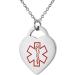 Sabrina Silver Stainless Steel Medical Alert Necklace 24 Heart Shape - DIABETIC-NON-INSULIN - Buy Online on GoSupps.com