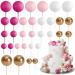 Astaron 32 pieces of Tortendeko balls cake topper mini balloons cake rabbit for wedding party baby party birthday cake decorate (pink gold) pink gold