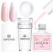 Saviland nail stamp set-Sheerness Jelly French tip nail stamp and pink gel nail polish nail scraper nail cleaning pad nail accessories stamp for nails nail stamper French nails design set 03-pink