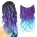 No Clips No Glue Invisible Big Wavy Hair Extensions Secret Ombre 2 Tone Natural Synthetic Hairpieces 24" Hidden Wire QY13#