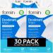 FOMIN Acidified Travel Deodorant Wipes For Women & Men - 30 Count - Fragrance Free - pH Balanced Mini Deodorant Travel Size Wipes - Plastic-Free Individually Wrapped Underarm Body Wipes Fragrance Free 15 Count (Pack of 2)