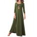 Jacansi Women's Boat Neck Maxi Dress with Pockets - 3/4 Sleeve, L Green - Buy Online on GoSupps.com