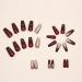 Summer Wine Red & Sparkle Gold Powder Press On Nails - 24Pcs Medium Coffin Square False Acrylic Nails for Women - Buy Online on GoSupps.com