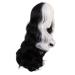 Mapofbeauty 26 Inch Half Black Half White Body Wave Wig - Synthetic Cosplay Hair Fibers - Buy Online on GoSupps.com