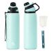 FJBOTTLE stainless steel drinking bottle Sport with magnetic lid 1l 800ml 600ml 400ml BPA -free leakage -safe children bottle - carbon dioxide Suitable bike water bottle thermal for school fitness green 1000ml