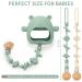 CLdy Silicone Pacifier Chain - 2 Dinosaur Pattern Clips for Boys & Girls | Soft Flexible High Robustness | Perfect Baby Accessory in Green/Naked Pink - Buy Online on GoSupps.com