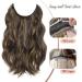 Invisible Wire Hair Extensions Clip-in Natural Wavy Synthetic 20 inch Honey Bronde - Adjustable Size - Long Curly Secret Hair Piece for Women - Buy Online on GoSupps.com