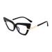 FEISEDY Cateye Blue Light Blocking Glasses for Women Fashion Cat Eye Frame Glasses B2984 001 Black Frame 52 Millimeters