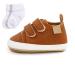 Baby Girls Boys Sneakers Toddler Shoes PU Leather First Walking Shoes Anti-Slip Infant Newborn Prewalker Sneakers for 0-18 Months with Sock 12-18 Months Brown