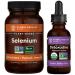 Global Healing Detoxadine and Selenium Kit - Organic Nascent Liquid Iodine Supplement Drops & Vegan Antioxidant for Thyroid Support & Normal Immune System Health - Women & Men - 1 Fl Oz & 60 Capsules