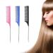3 Pack Rat Tail Combs for Pintail Hair Parting & Teasing Heat Resistant Carbon Fiber Fine Tooth Comb with Stainless Steel Handle Pin (Black Blue & Pink) Black Blue Pink