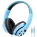 AUSDOM Lightweight Over-Ear Wired HiFi Stereo Headphones with Built-in Mic Comfortable Leather Earphones- Blue