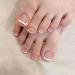SINLOV Square Fake Toenails Nude Pink Glossy Print on False Toe Nails French Short Full Cover False Artificial Toenails Nails for Women and Girls