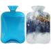 Modern art mountain painting hot water bottle with a fluffy cover 2 l capacity water bag for cozy nights relieves pain back neck and shoulders