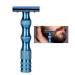 Classic Vintage Men's Razor - Non-Slip Metal Handle Double-Blade for a Thorough Shave - Blue - Buy Online on GoSupps.com