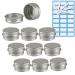 Zeoabsy 10 pieces empty 5 ml round silver aluminum tins with screw lid screw socket CREMEDOSE ALU trucks doses aluminum box tin cans for cosmetics candle ointments 5x spatula 1x etiquette silver 5ml