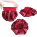 Wide Band Satin Hair Bonnet for Sleeping - Silk Cap for Women & Girls - Elastic Hat for Black & Curly Hair - 1pcs Wine Red - Buy Online on GoSupps.com