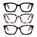 3 Pack Reading Glasses for Women Blue Light Blocking stylish high end Oversized Square Computer Readers Spring Hinge +1.5 3 Pairs :a 1.5 Diopters