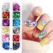 jmeowio 12 Colors Square Nail Glitter Sequins 3D Holographic French Tip Nail Art Charms Paillettes Sparkle Nail Art Decoration for Women Girls