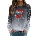 Women's Christmas Sweatshirts Cute Snowman Penguin Print O-Neck Raglan Top Shirt Pullover Comfy Warm Xmas Jumper Winter Long Sleeve Tops Loose Tunic Top Sweaters Z32-grey L