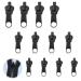 12 pieces of zipper slider replacement zipper zipper pull fixer removable zipper repair set zipper replacement slide for coat suitcase backpacks (black)