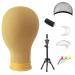Wig Head 22Inch Wig Stand with Mannequin Head Canvas Block Wig Head and Stand for Wig Making Styling Model and Display Hair Hats (22inch yellow) 22 Inch Off-white