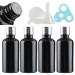 Tianzd 4 piece of empty small 50 ml gloss black glass bottles with sealed stopper silver aluminum screw cap glass bottle flasher oil fragrance perfume massage aromatherapy silver 50ml