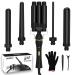 5 in 1 Wand Curling Iron janelove Hair Curling Wand Set with 3 Barrel Hair Crimper and Ceramic Curling Irons 2 Temps Hair Waver Curler for All Hair Type F75