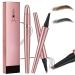 Magic Eyebrow Pencil 4-Tipped Precise Brow Pen 3D Waterproof Microblading Eyebrow Pencil Contouring Pen Waterproof Natural Fine Stroke Magic Eyebrow Pencil for Women and Gril (Black+Light Brown)