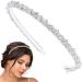 Flayem Wedding Rhinestone Headband Bridal Crystal Headband Glitter Narrow Hair Band Hoop Wedding Hair Accessories for Women and Girls (White)