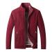 Hanxiulin fleece plush jacket fluffy warm zipper wool jacket fleece jacket men basic hooded jacket men's coat elegant long thick autumn coat coat winter jacket with hood xxl wine