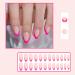 Hot Pink French Tip Press On Nails - Short Almond Glossy Acrylic False Nails | 24 Pcs Reusable Stick On Nails for Women & Girls - Buy Online on GoSupps.com