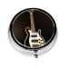 Black Guitar Portable Metal Pill Box Round Mini 3-Compartment Plastic Insert hinged Fastening Design Suitable for Small Pills Must-Have for Travel