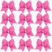DEEKA 12PCS 8" Large Cheer Hair Bows Ponytail Holder Handmade for Teen Girls Softball Cheerleader Sports-Pink Elastic Band Bright Pink (Pack of 12)