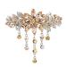 fdsmall Luxury Hair Barrettes Flower Tassel Design Spring Clip Rhinestone Hairpin Crystal Hair Clip Hair Accessories for Women Girls - Champagne